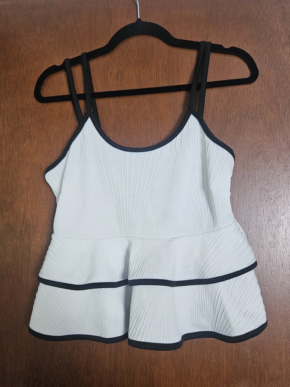 Charlotte Russe White Peplum Tank Top with Black Trim